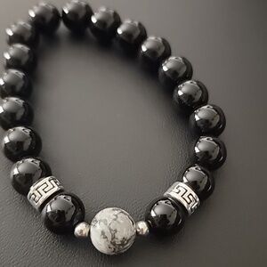 Beaded Stone Black Bracelet